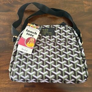 New Geometric Black, Green and Gray Fit + Fresh Lunch Tote